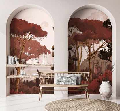 Veer Decor Tuscany Pack 1, 2 & 3 in Orange Wall Mural Coastal Mural Orange  Mural - 8184-BDL-DC2