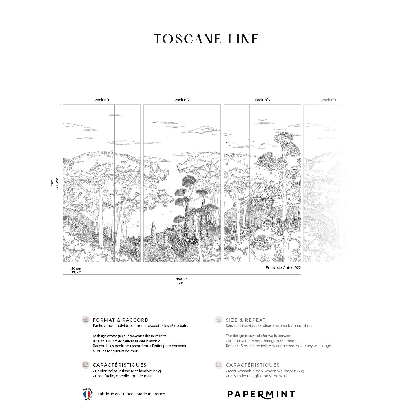 Veer Decor Tuscany Line Pack 1, 2 & 3 in Black Wall Mural Coastal Mural Black  Mural - 8184-BDL-DD