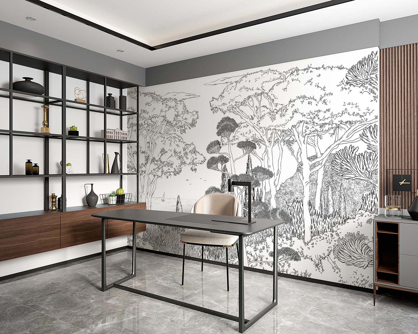 Veer Decor Tuscany Line Pack 1, 2 & 3 in Black Wall Mural Coastal Mural Black  Mural - 8184-BDL-DD