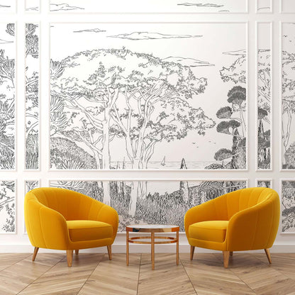 Veer Decor Tuscany Line Pack 1, 2 & 3 in Black Wall Mural Coastal Mural Black  Mural - 8184-BDL-DD