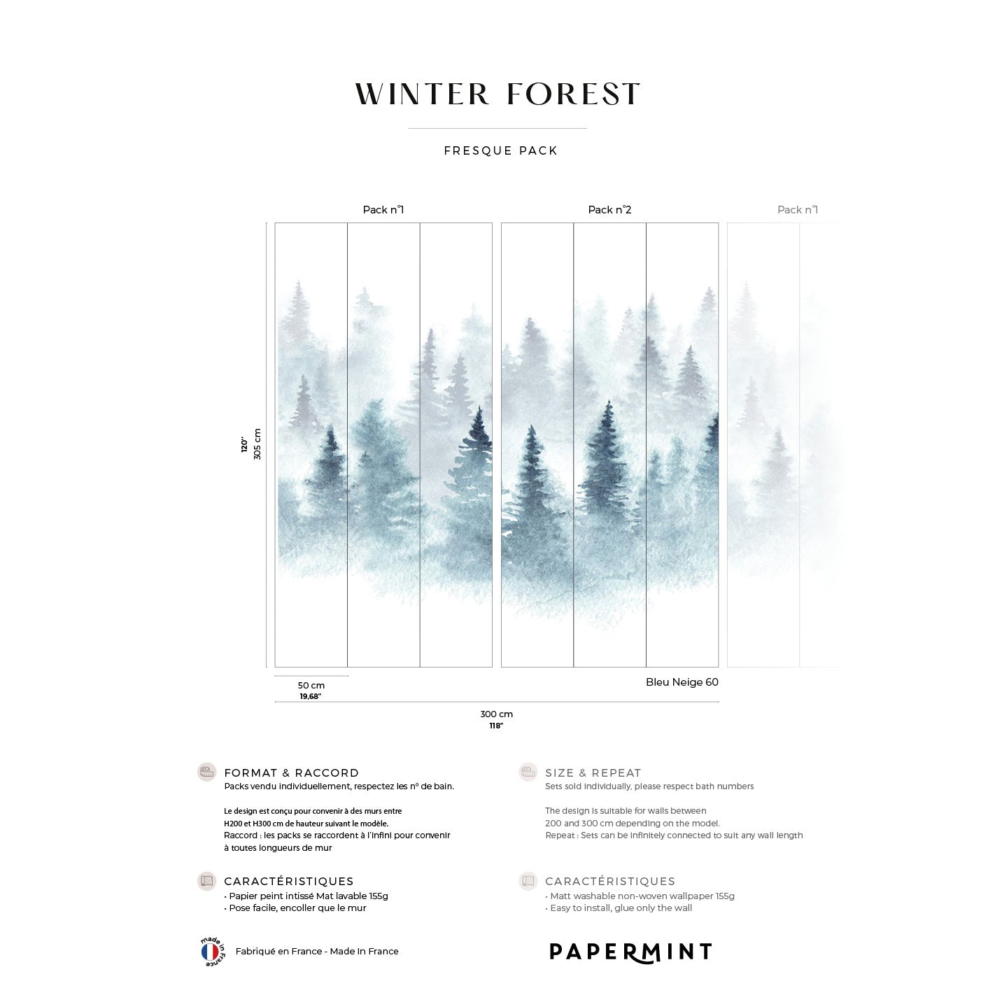 Veer Decor Winter Pack 1 & 2 in Blue Wall Mural Nature Mural Blue  Mural - 8184-BDL-DH