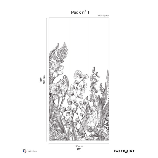 Veer Decor Garden Line Pack 1 in Gray Wall Mural Nature Mural Gray  Mural - 8184-BG1-A