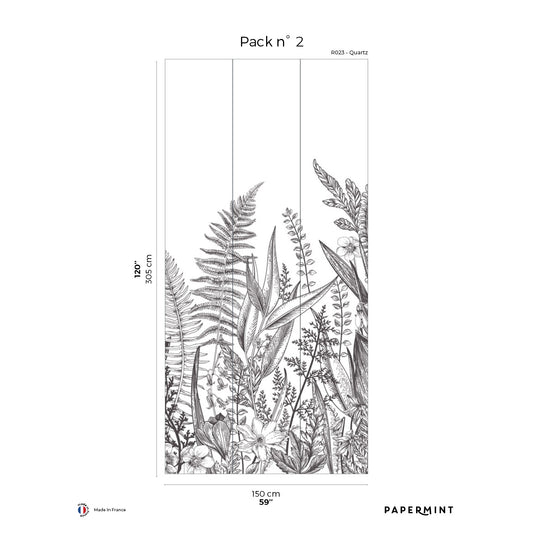 Veer Decor Garden Line Pack 2 in Gray Wall Mural Nature Mural Gray  Mural - 8184-BG1-B