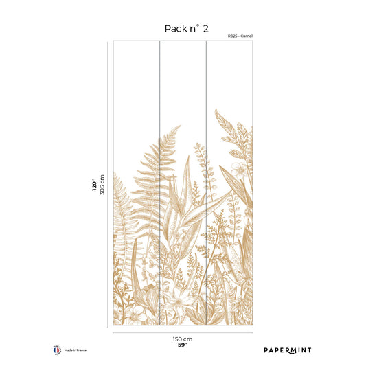 Veer Decor Garden Line Pack 2 in Brown Wall Mural Nature Mural Brown  Mural - 8184-BG3-B