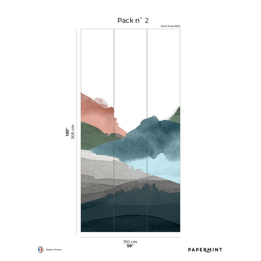 Veer Decor Hills Pack 2 in Multi Wall Mural Landscape Mural Multi  Mural - 8184-BH1-B