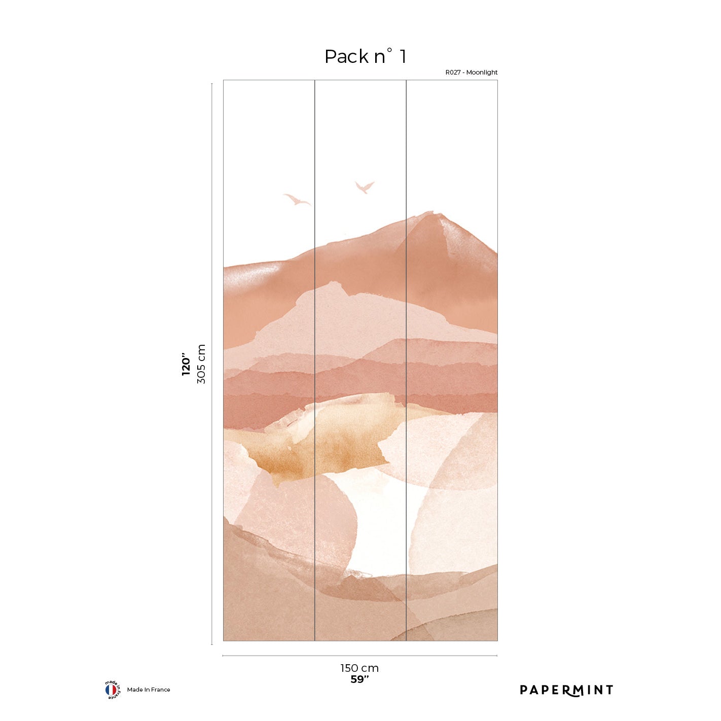 Veer Decor Hills Pack 1 in Orange Wall Mural Landscape Mural Orange  Mural - 8184-BH2-A