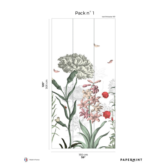 Veer Decor English Garden Pack 1 in Green Wall Mural Botanical & Floral Mural Green  Mural - 8184-BK1-A