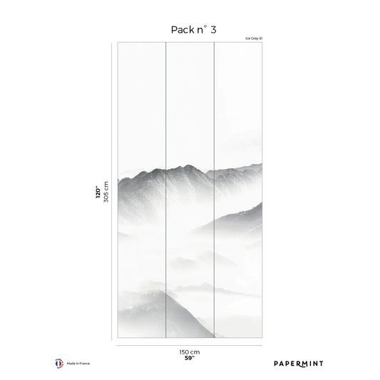 Veer Decor Mist Pack 3 in Gray Wall Mural Nature Mural Gray  Mural - 8184-BN1-C