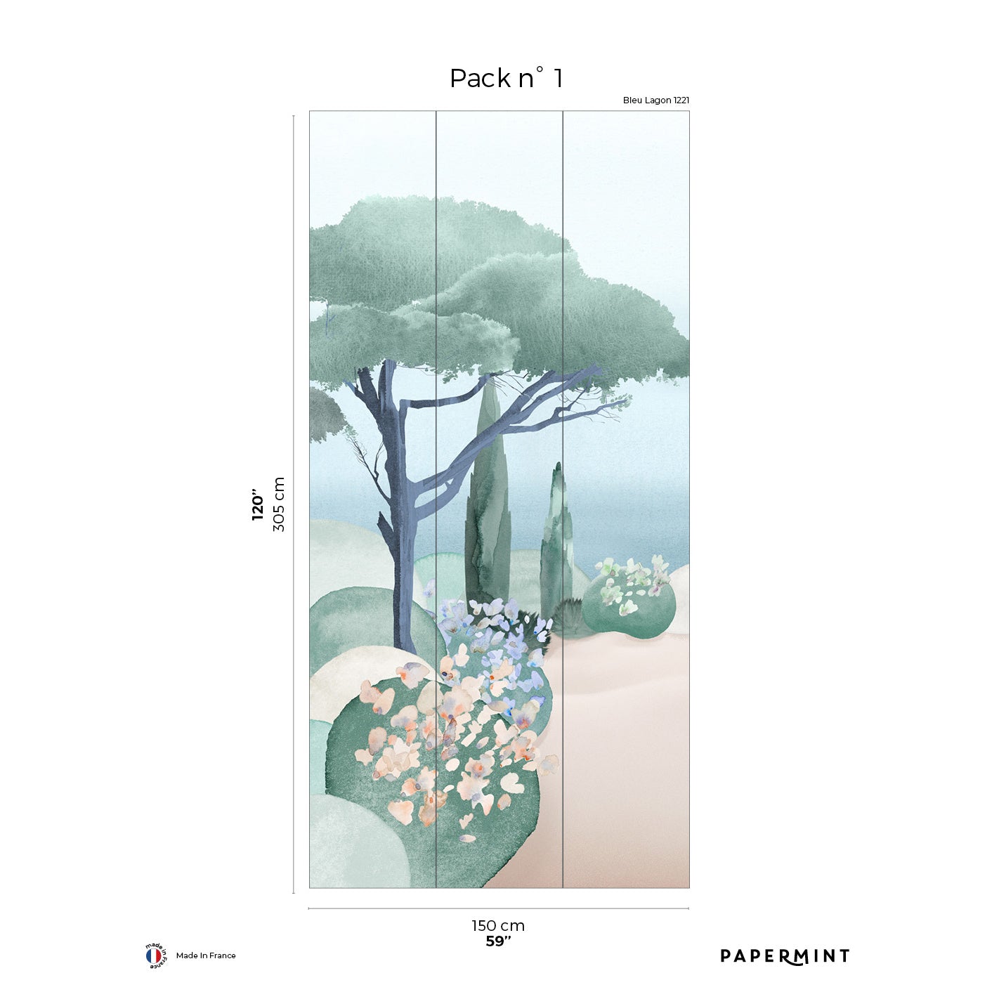 Veer Decor The Sea Pack 1 in Blue Wall Mural Landscape Mural Blue  Mural - 8184-BO1-A