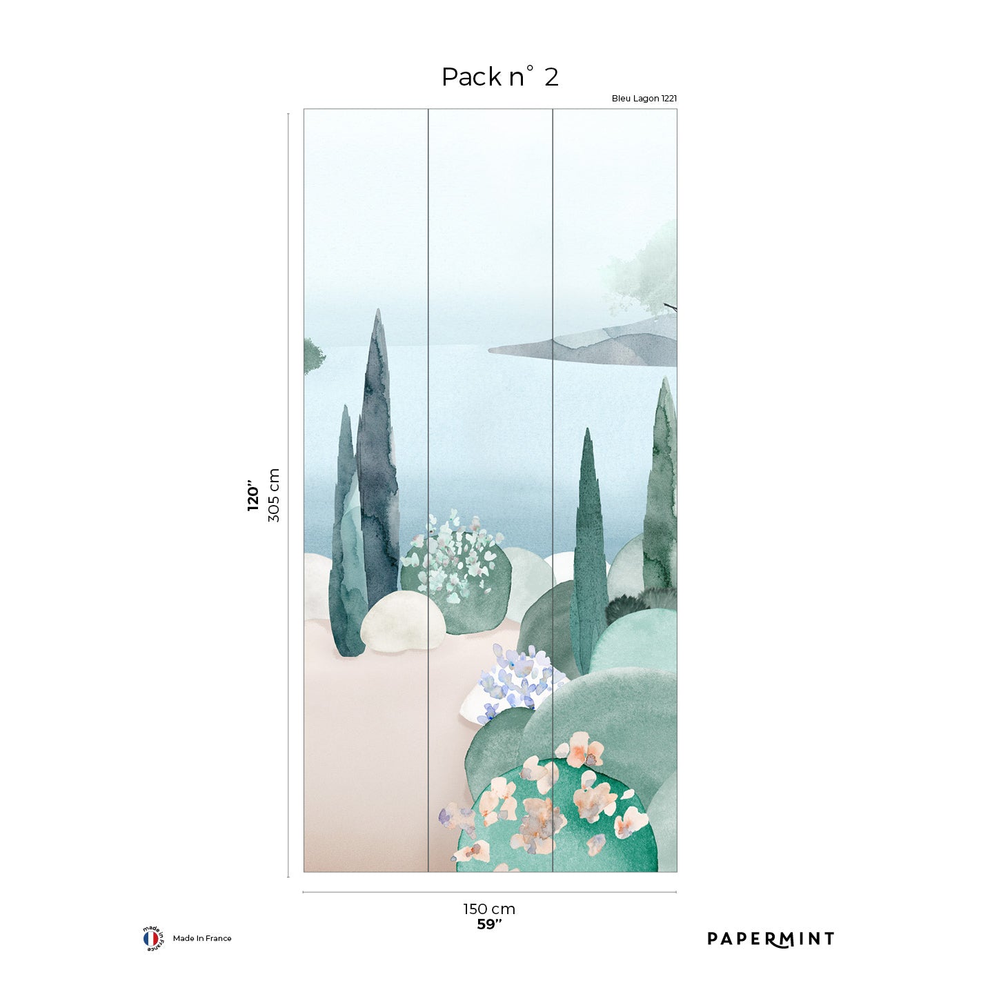 Veer Decor The Sea Pack 2 in Blue Wall Mural Landscape Mural Blue  Mural - 8184-BO1-B