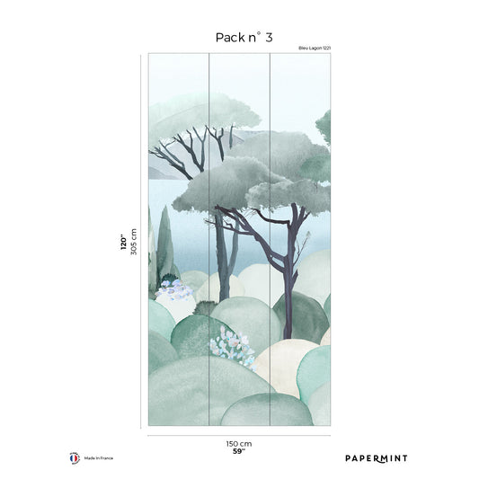 Veer Decor The Sea Pack 3 in Blue Wall Mural Landscape Mural Blue  Mural - 8184-BO1-C