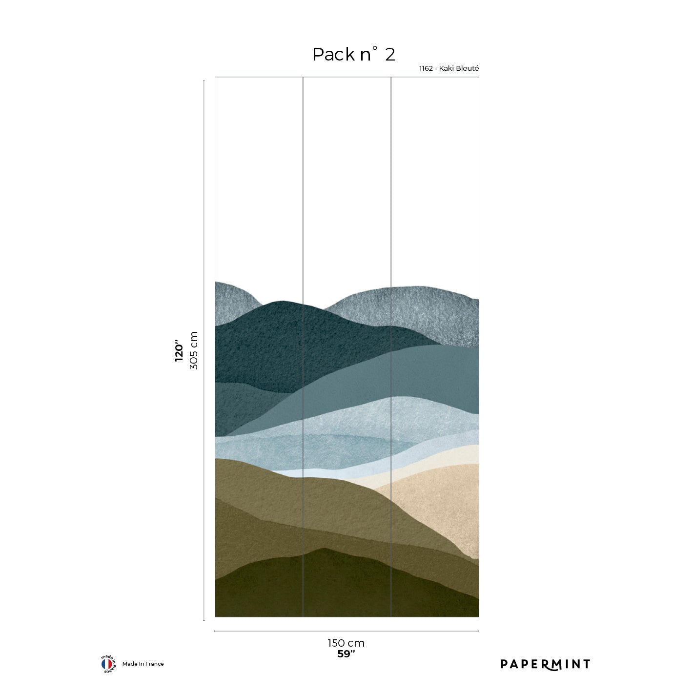 Veer Decor The Hills Pack 2 in Blue Wall Mural Landscape Mural Blue  Mural - 8184-BP2-B