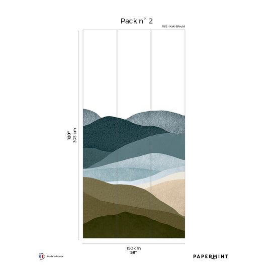 Veer Decor The Hills Pack 2 in Blue Wall Mural Landscape Mural Blue  Mural - 8184-BP2-B