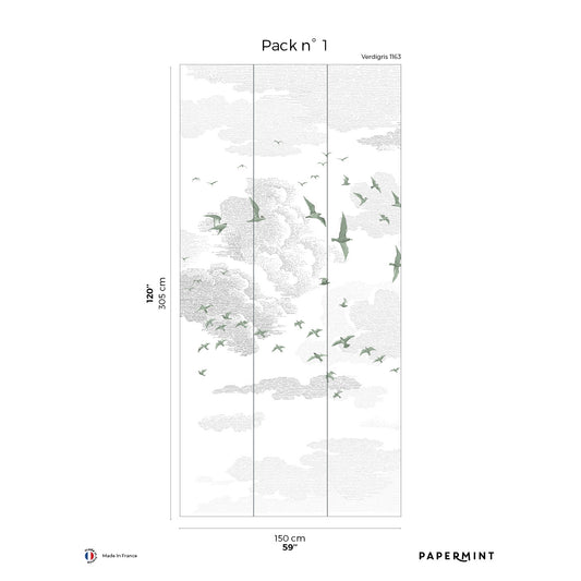 Veer Decor Birds Pack 1 in Green Wall Mural Animals Mural Green  Mural - 8184-BR1-A