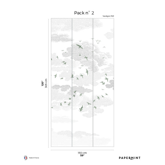 Veer Decor Birds Pack 2 in Green Wall Mural Animals Mural Green  Mural - 8184-BR1-B