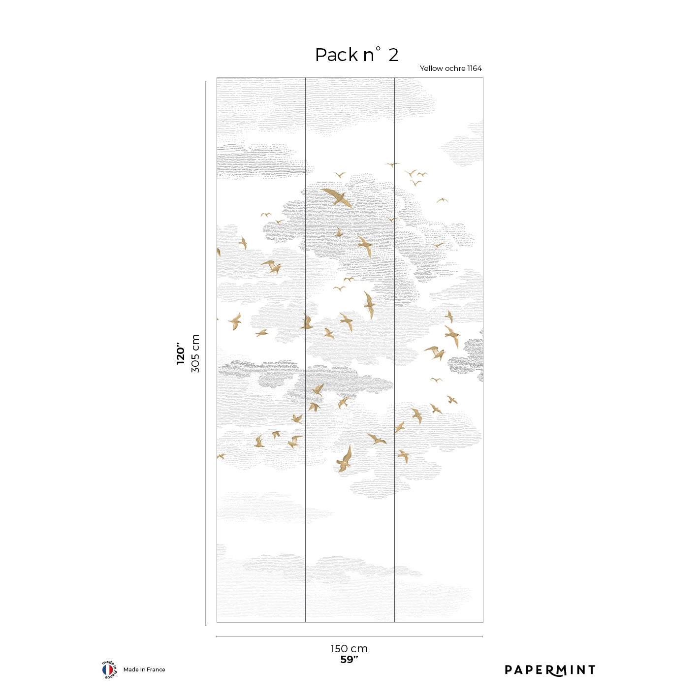 Veer Decor Birds Pack 2 in Yellow Wall Mural Animals Mural Yellow  Mural - 8184-BR2-B