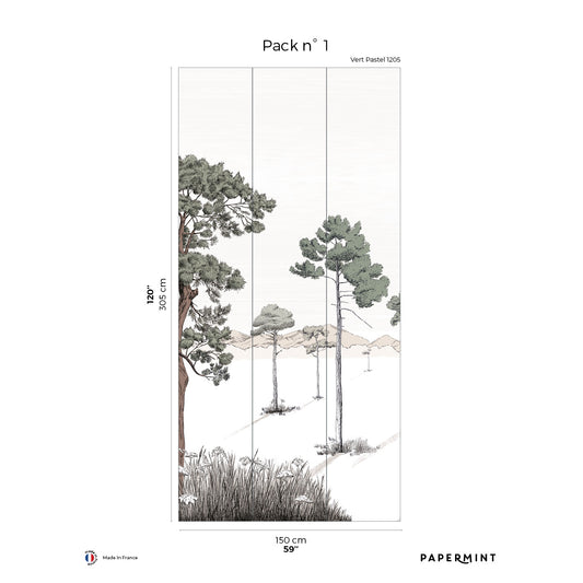 Veer Decor Shadows Pack 1 in Green Wall Mural Nature Mural Green  Mural - 8184-BS2-A