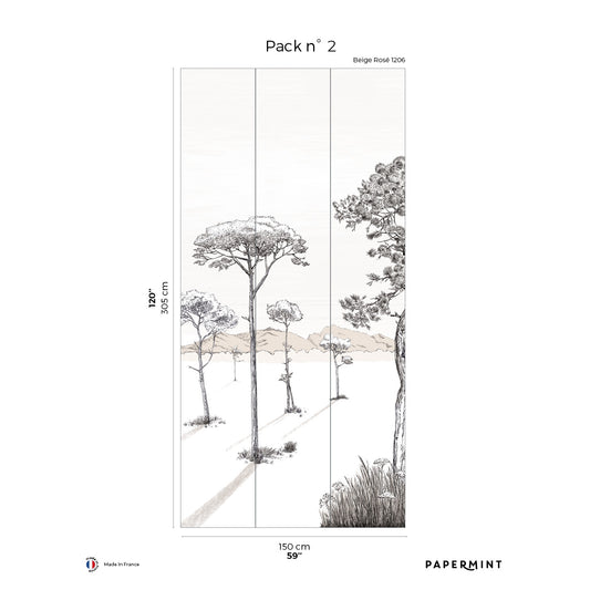 Veer Decor Shadows Pack 2 in Pink Wall Mural Nature Mural Pink  Mural - 8184-BS3-B