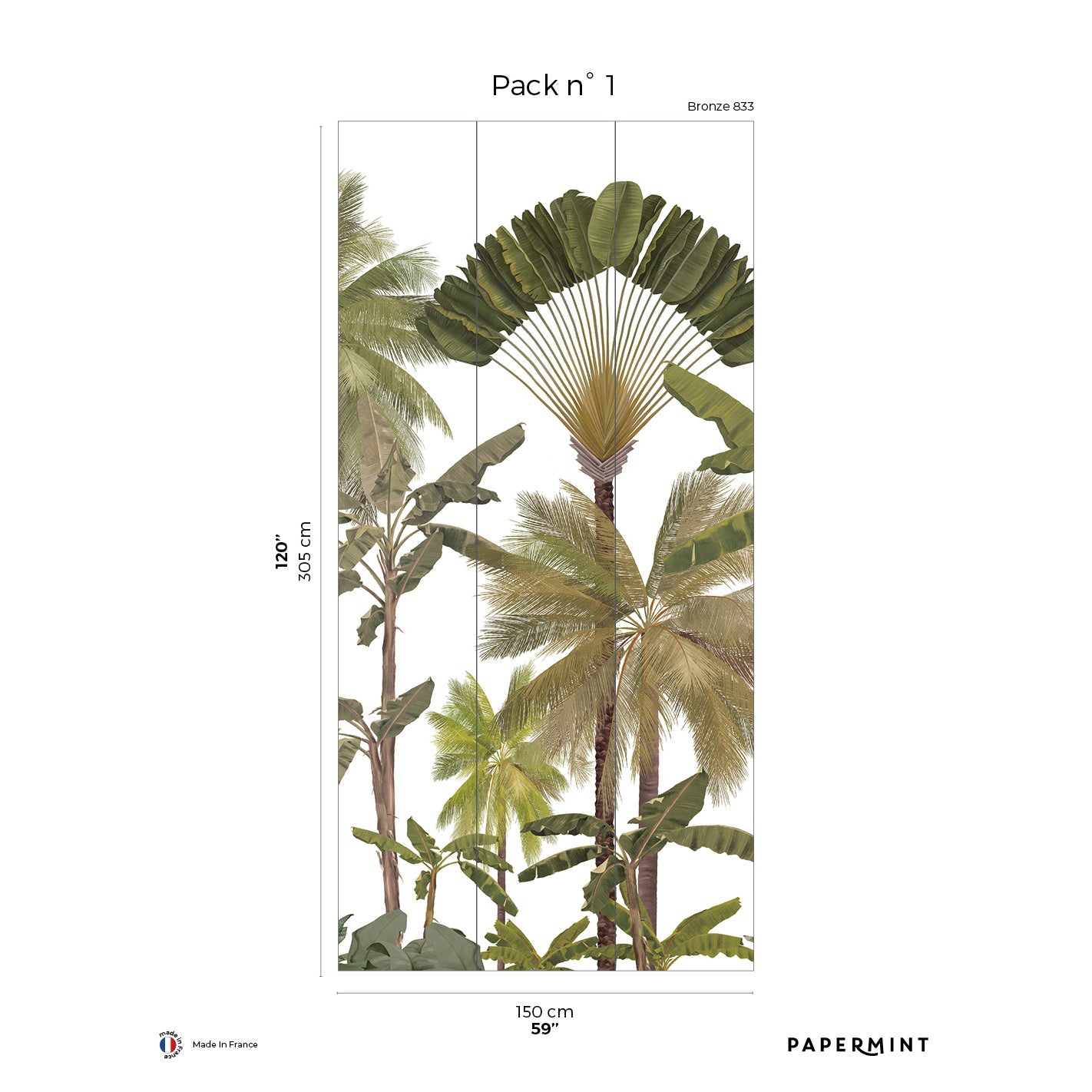 Veer Decor Manaus Pack 1 in Green Wall Mural Tropical Mural Green  Mural - 8184-BY1-A