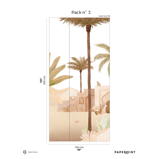 Veer Decor Marrakesh Pack 3 in Gold Wall Mural Tropical Mural Gold  Mural - 8184-BZ1-C