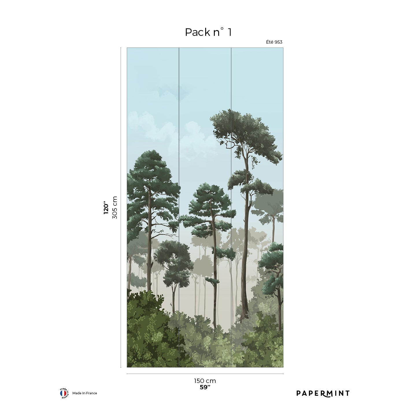 Veer Decor Matsu Pack 1 in Blue Wall Mural Nature Mural Blue  Mural - 8184-CA2-A