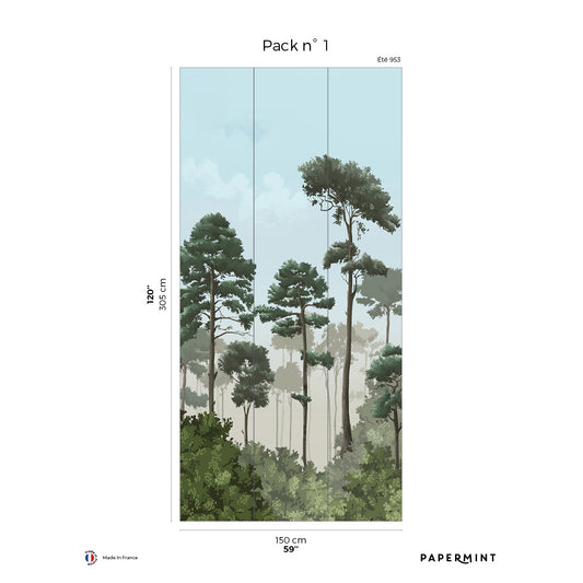 Veer Decor Matsu Pack 1 in Blue Wall Mural Nature Mural Blue  Mural - 8184-CA2-A