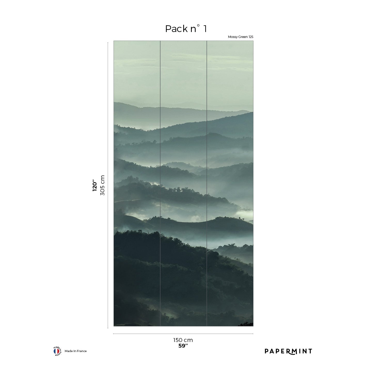 Veer Decor Misty Line Pack 1 in Green Wall Mural Nature Mural Green  Mural - 8184-CB1-A