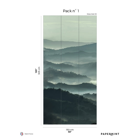 Veer Decor Misty Line Pack 1 in Green Wall Mural Nature Mural Green  Mural - 8184-CB1-A