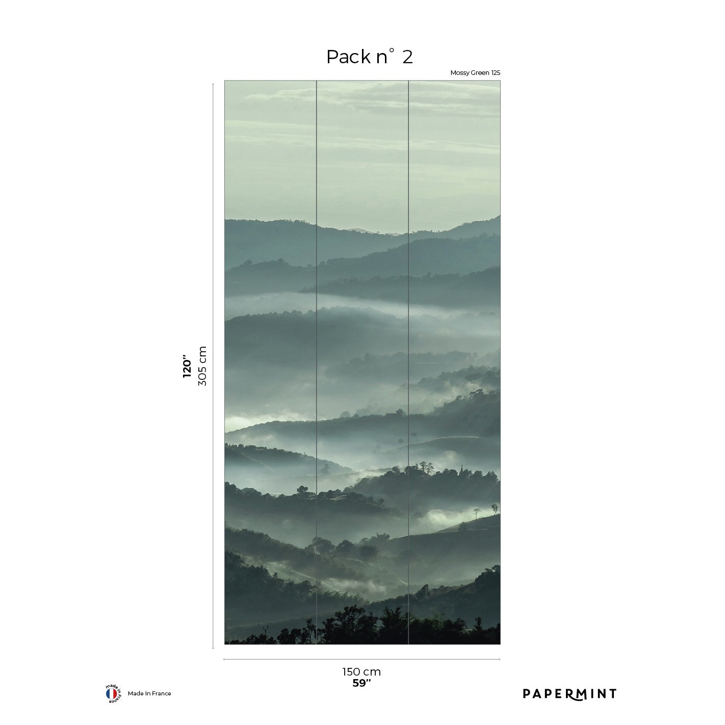 Veer Decor Misty Line Pack 2 in Green Wall Mural Nature Mural Green  Mural - 8184-CB1-B