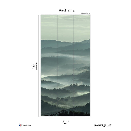 Veer Decor Misty Line Pack 2 in Green Wall Mural Nature Mural Green  Mural - 8184-CB1-B