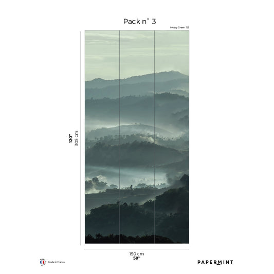 Veer Decor Misty Line Pack 3 in Green Wall Mural Nature Mural Green  Mural - 8184-CB1-C