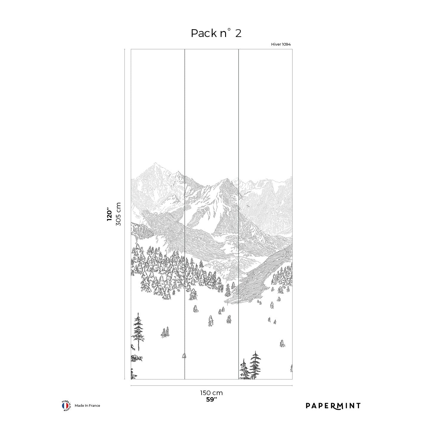 Veer Decor Mountains Pack 2 in Black Wall Mural Nature Mural Black  Mural - 8184-CD1-B