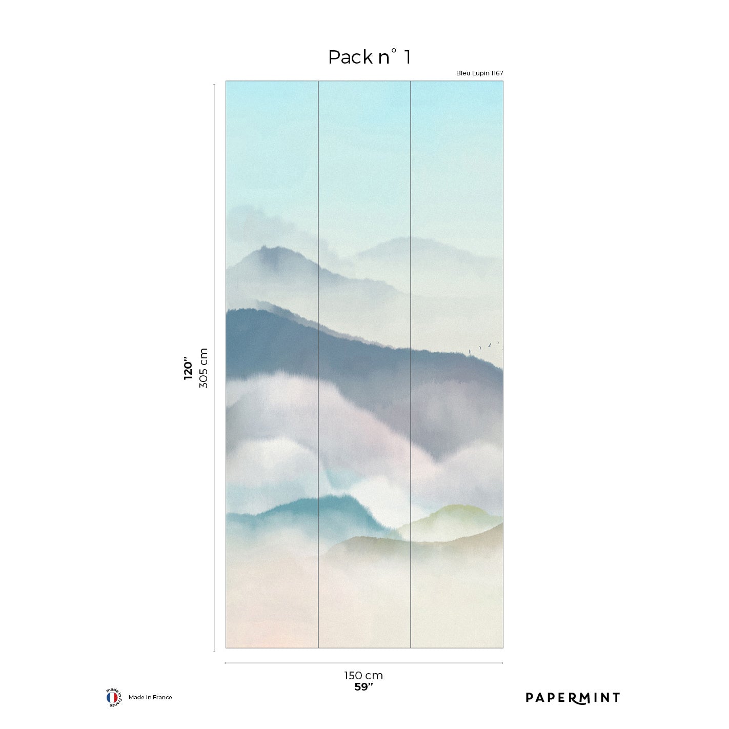 Veer Decor Japanese Mountain Pack 1 in Blue Wall Mural Nature Mural Blue  Mural - 8184-CF1-A