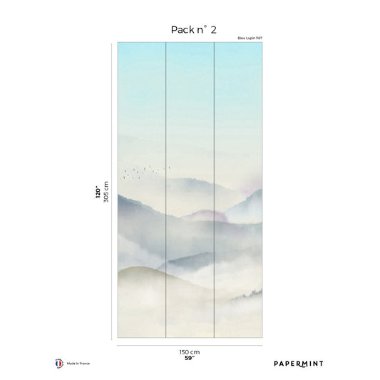 Veer Decor Japanese Mountain Pack 2 in Blue Wall Mural Nature Mural Blue  Mural - 8184-CF1-B