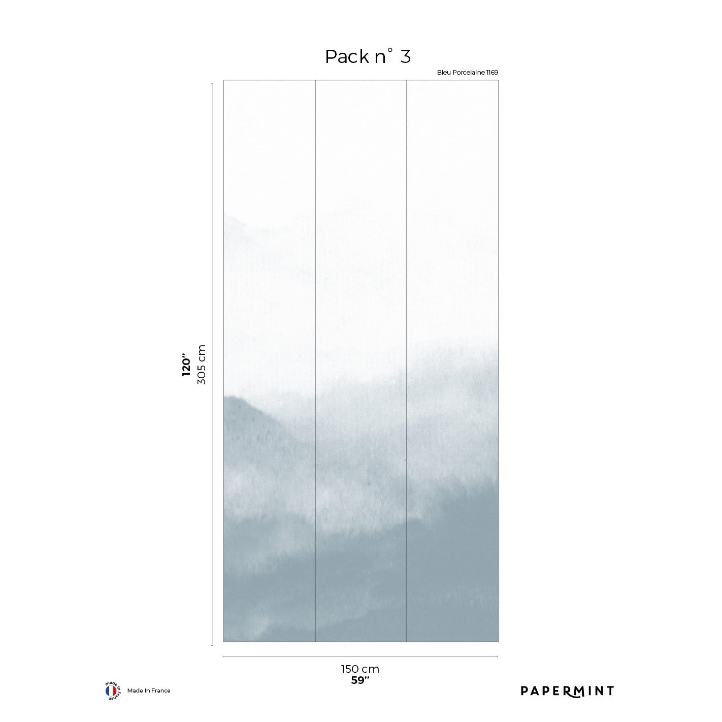 Veer Decor Mountain Water Pack 3 in Blue Wall Mural Nature Mural Blue  Mural - 8184-CG1-C