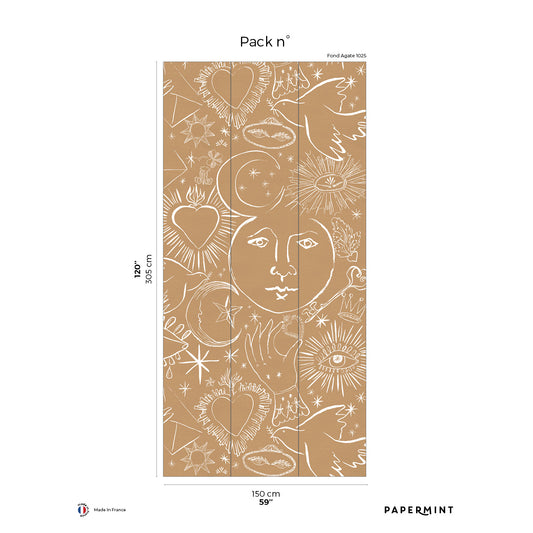 Veer Decor Mystic Pack 3 in Brown Wall Mural Words & Symbols Mural Brown  Mural - 8184-CH2-C