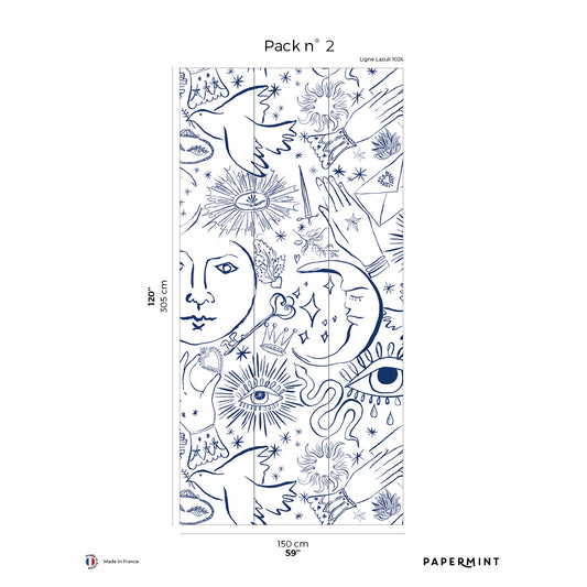 Veer Decor Mystic Pack 2 in White Wall Mural Words & Symbols Mural White  Mural - 8184-CH3-B