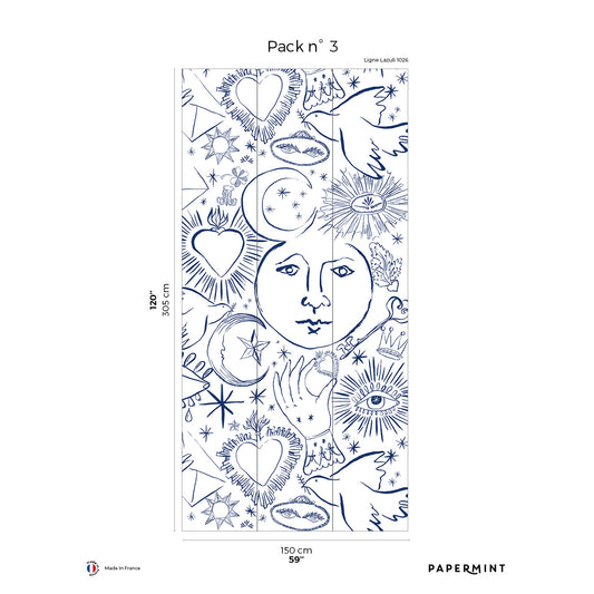 Veer Decor Mystic Pack 3 in White Wall Mural Words & Symbols Mural White  Mural - 8184-CH3-C