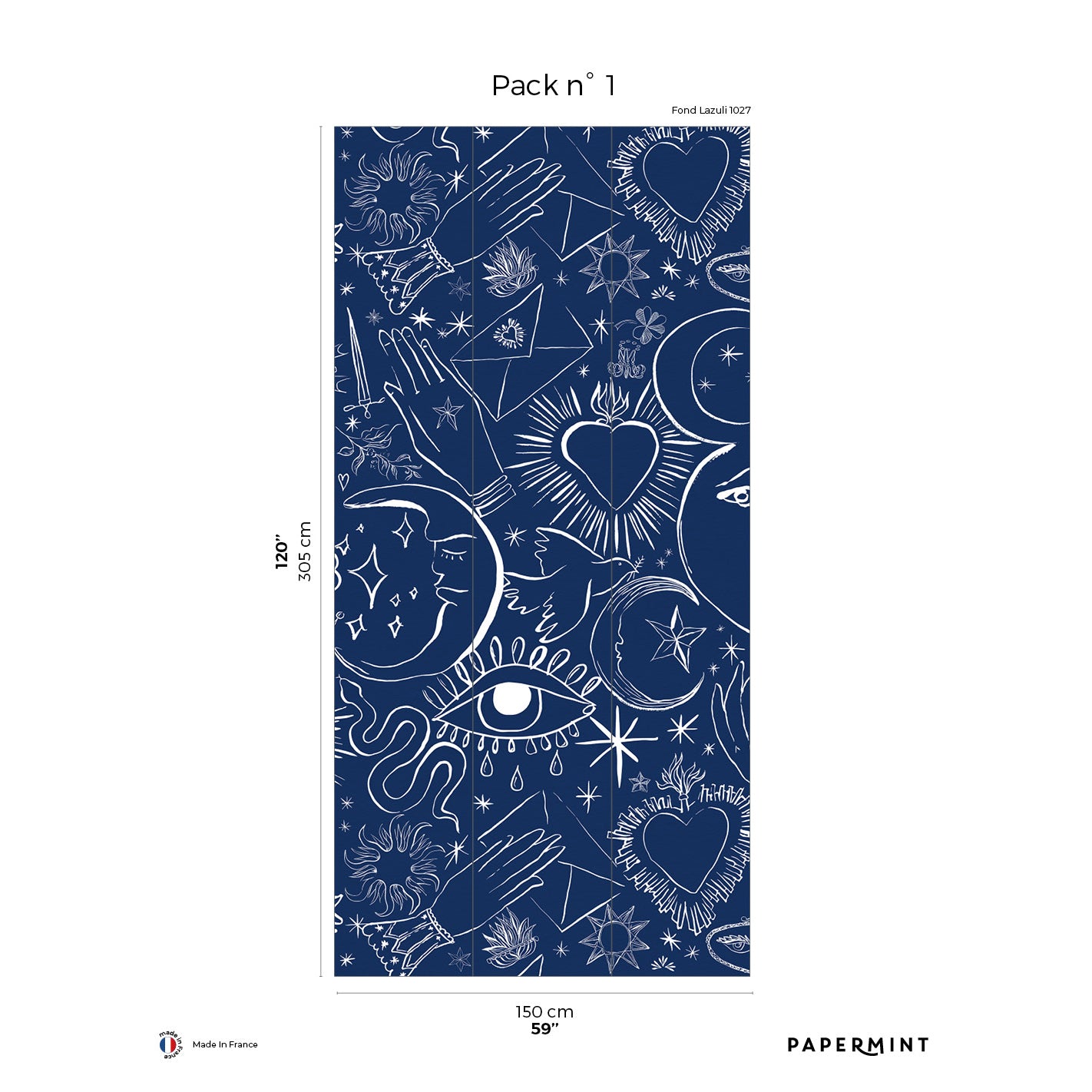 Veer Decor Mystic Pack 1 in Blue Wall Mural Words & Symbols Mural Blue  Mural - 8184-CH4-A