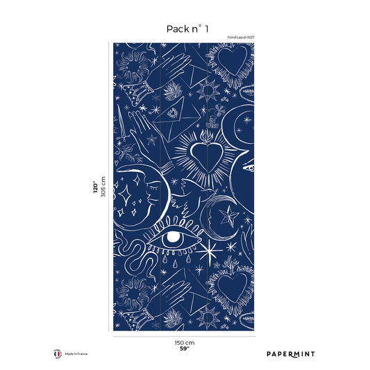 Veer Decor Mystic Pack 1 in Blue Wall Mural Words & Symbols Mural Blue  Mural - 8184-CH4-A