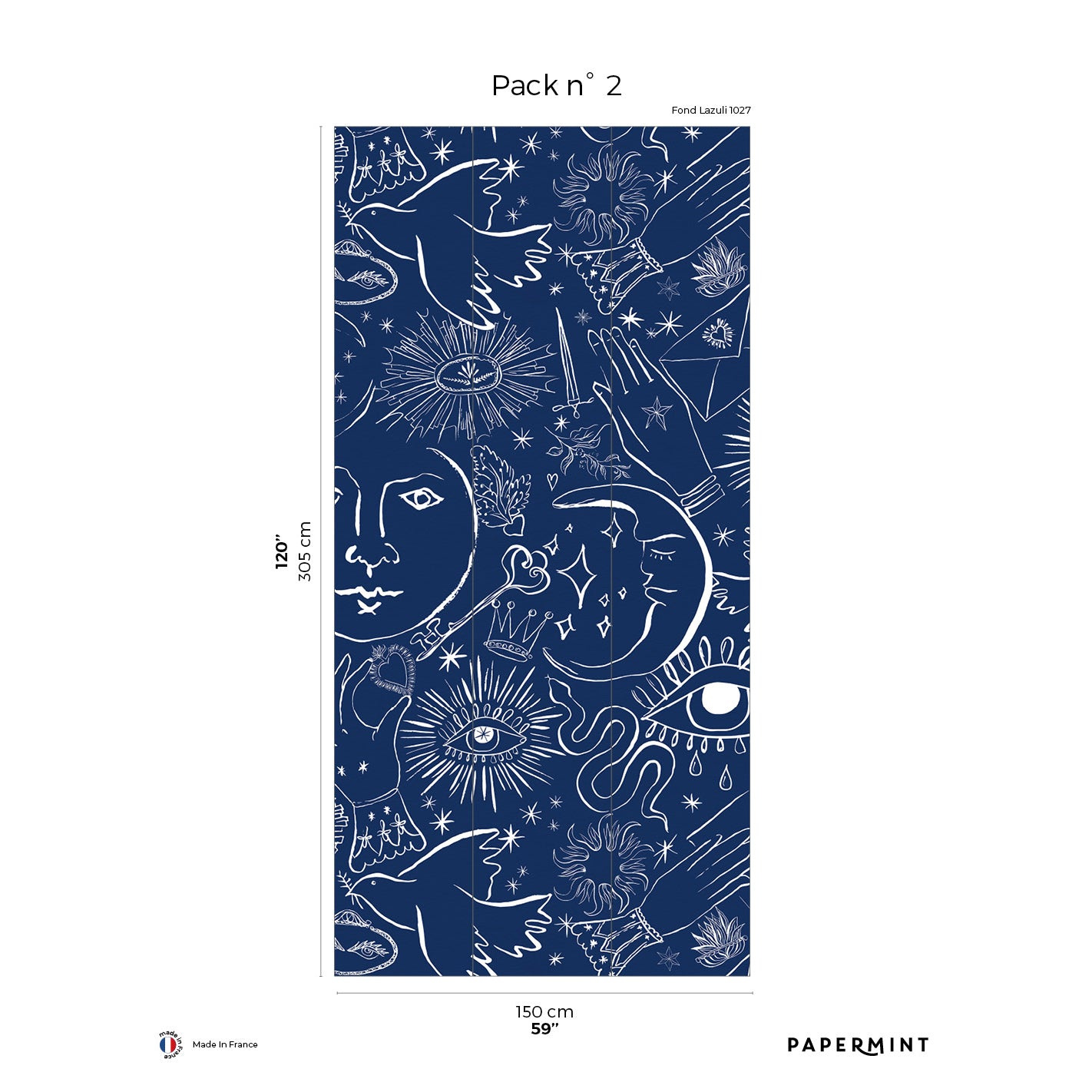 Veer Decor Mystic Pack 2 in Blue Wall Mural Words & Symbols Mural Blue  Mural - 8184-CH4-B