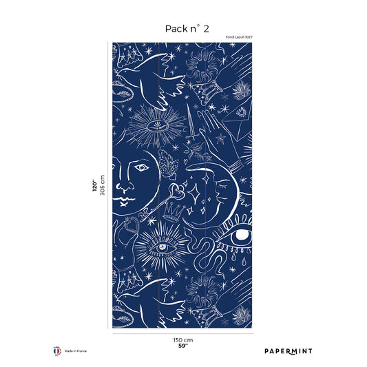 Veer Decor Mystic Pack 2 in Blue Wall Mural Words & Symbols Mural Blue  Mural - 8184-CH4-B