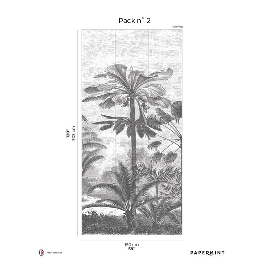 Veer Decor Palm Grove Pack 2 in Gray Wall Mural Nature Mural Gray  Mural - 8184-CL1-B