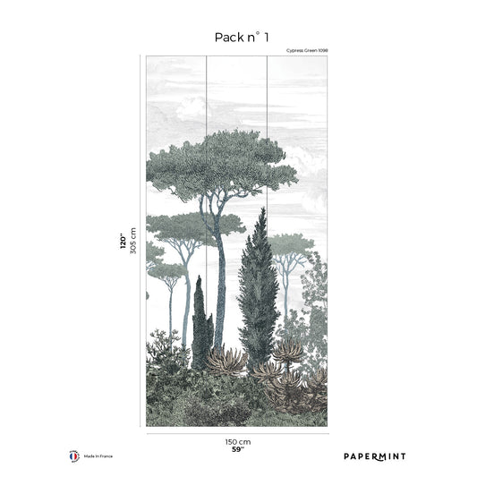 Veer Decor Pinery Pack 1 in Green Wall Mural Nature Mural Green  Mural - 8184-CN1-A