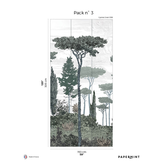 Veer Decor Pinery Pack 3 in Green Wall Mural Nature Mural Green  Mural - 8184-CN1-C