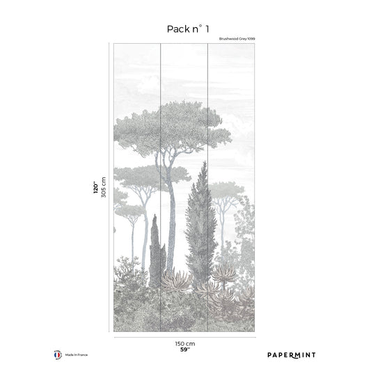 Veer Decor Pinery Pack 1 in Gray Wall Mural Nature Mural Gray  Mural - 8184-CN2-A