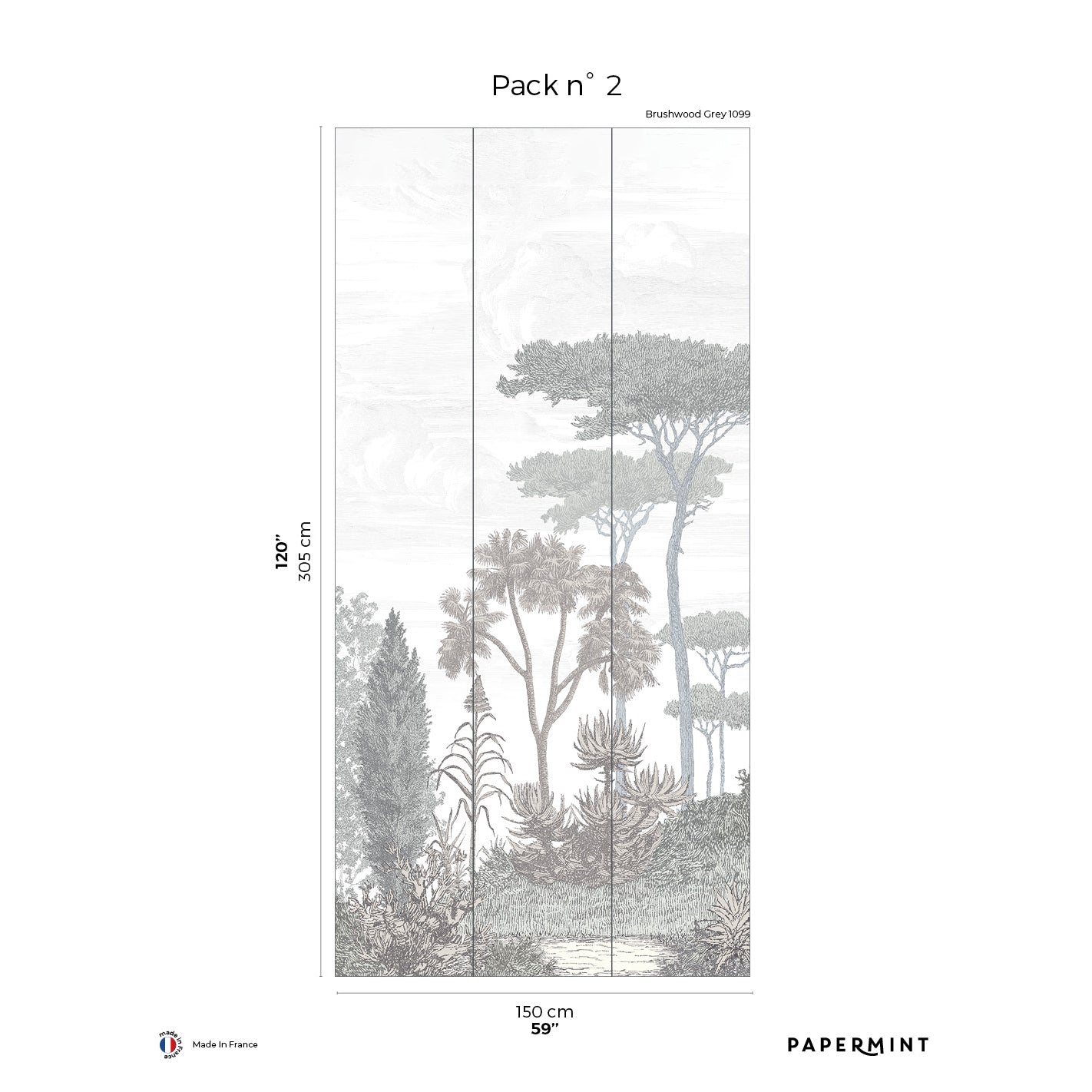 Veer Decor Pinery Pack 2 in Gray Wall Mural Nature Mural Gray  Mural - 8184-CN2-B