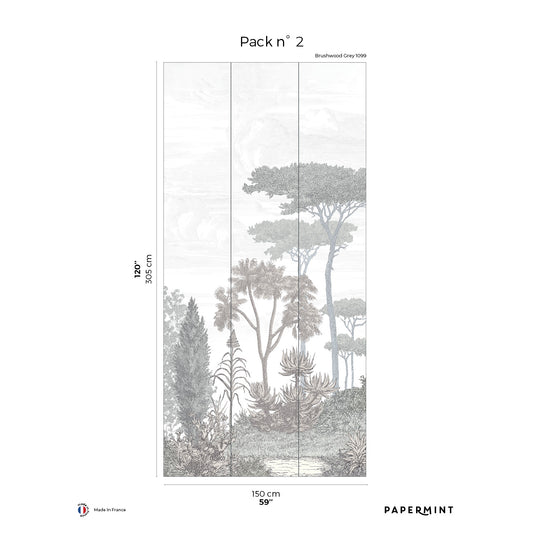 Veer Decor Pinery Pack 2 in Gray Wall Mural Nature Mural Gray  Mural - 8184-CN2-B
