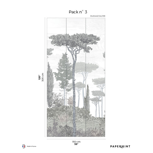 Veer Decor Pinery Pack 3 in Gray Wall Mural Nature Mural Gray  Mural - 8184-CN2-C