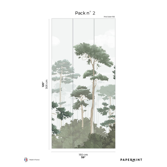 Veer Decor Pinewood Pack 2 in Green Wall Mural Nature Mural Green  Mural - 8184-CO1-B